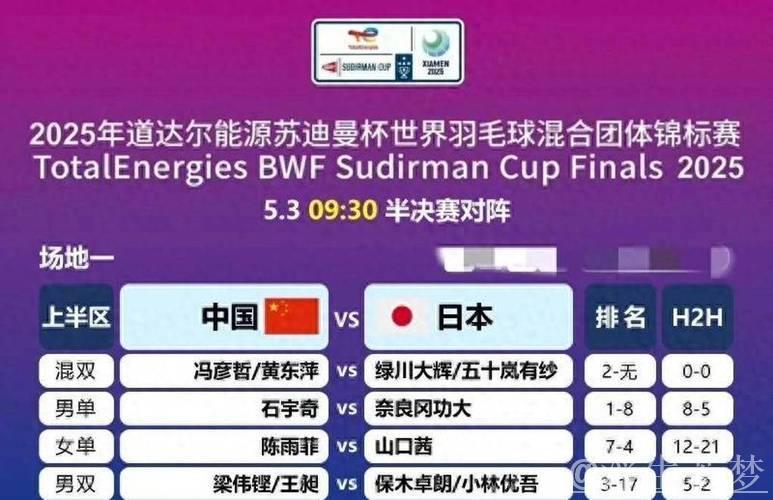 苏迪曼杯：中国队力克日本队强势挺进决赛